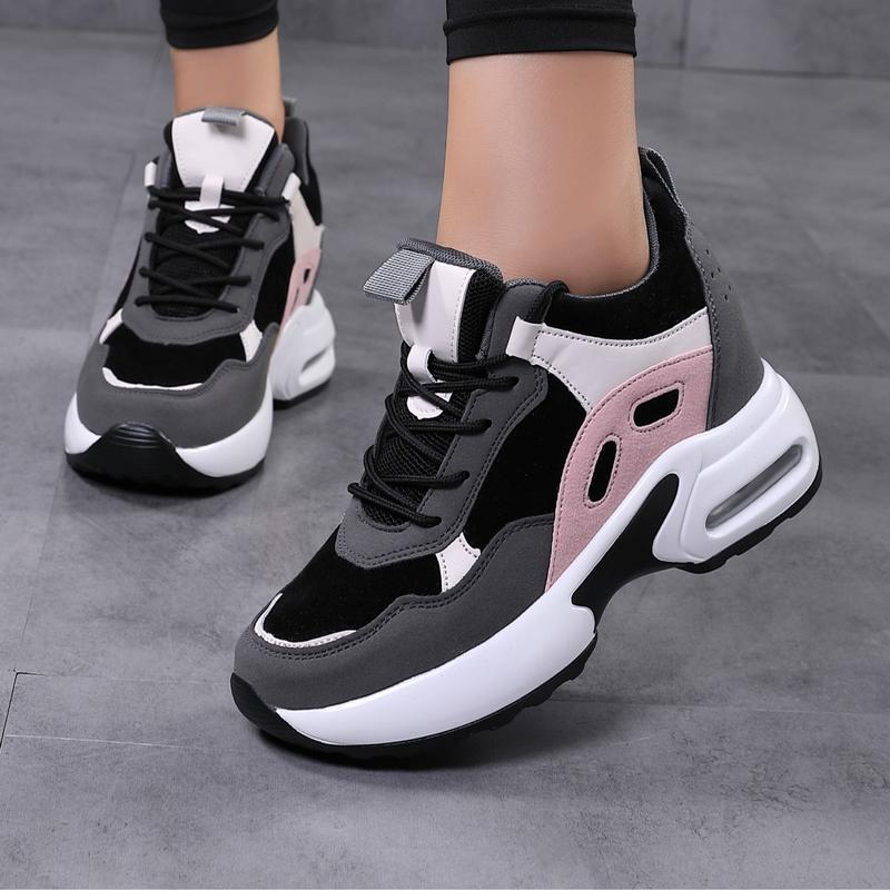 Black Friday 65%off Sosenfer Women's Fashion Colorblock Lace Up Low Top Sneakers,Casual Comfortabale Sports Runing Shoes