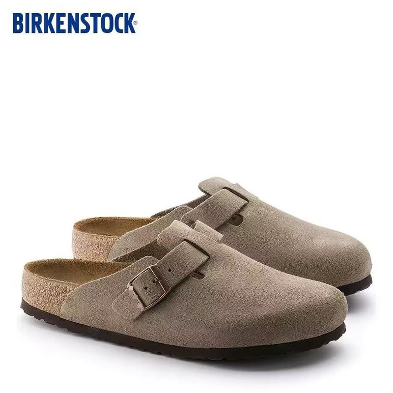 BK Genuine Leather Berkenstock Style Cork Sandals for Men and Women - Stylish Half-Slip-On Casual Footwear for Couples