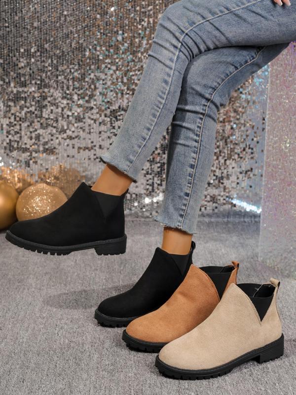 Women's Fashionable Solid Color Ankle Boots, 2024 New Style Casual Comfortable Round Toe Chelsea Boots for Daily Wear, Perfect for Students and Outdoor for Women & Girls