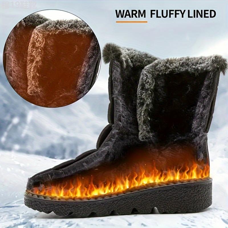 Cozy Women's Waterproof Snow Boots - Plush Lined, Solid Color, Flat Heel with Hook-and-loop Fastener Closure for Winter Warmth Girl Shoe