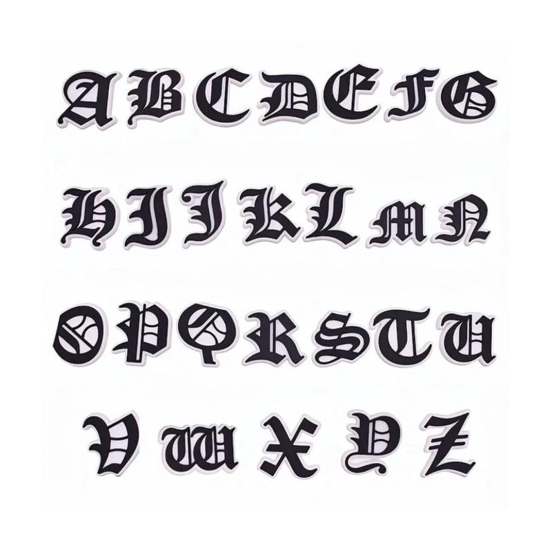 Old English Alphabet Croc Charms