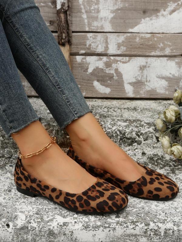 Fashion Leopard Pattern Slip on Flats, Casual Comfortable Flat Shoes for Daily Wear, Lightweight Breathable Shoes for Women