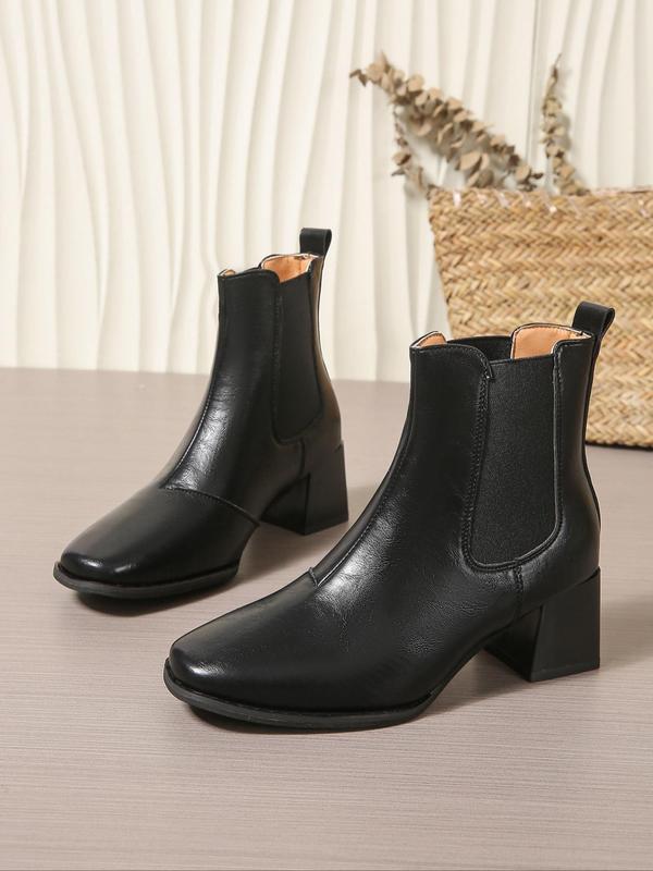 Women's Fashionable Solid Ankle Boots, Casual Comfortable Pointed Toe Boots for Daily Wear, All Match Boots for Women & Girls