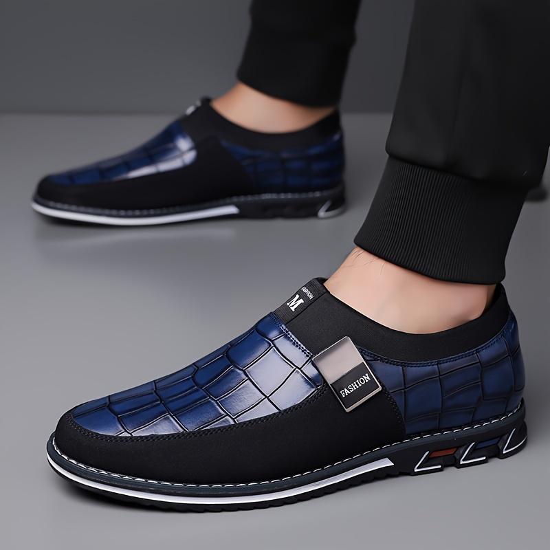 Men's Business Casual Oxford Shoes-Synthetic Microfiber Leather round Toe Lazy Shoes, Non-Slip Rubber Sole, Pu Lining, Low-Top Design Suitable for Daily Wear-Spring and Autumn Season