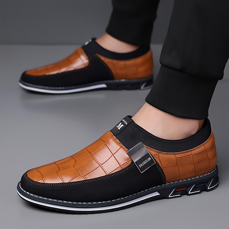 Men's Business Casual Oxford Shoes-Synthetic Microfiber Leather round Toe Lazy Shoes, Non-Slip Rubber Sole, Pu Lining, Low-Top Design Suitable for Daily Wear-Spring and Autumn Season