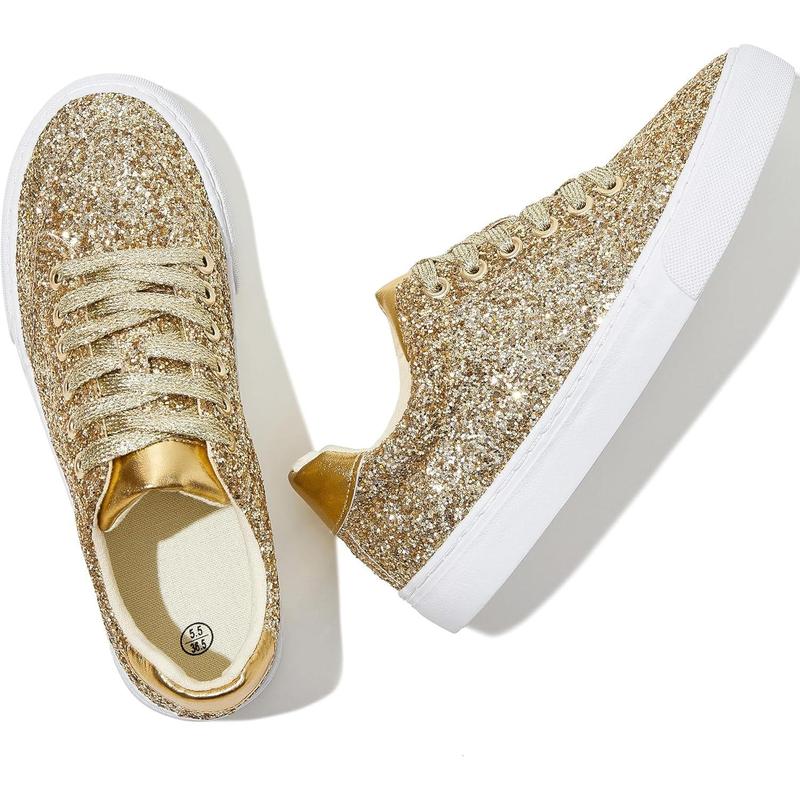 Sparkly Fashion Sneakers Shoes Shiny Casual Shoes Bling Sequin Concert Low Cut Lace up Shoes