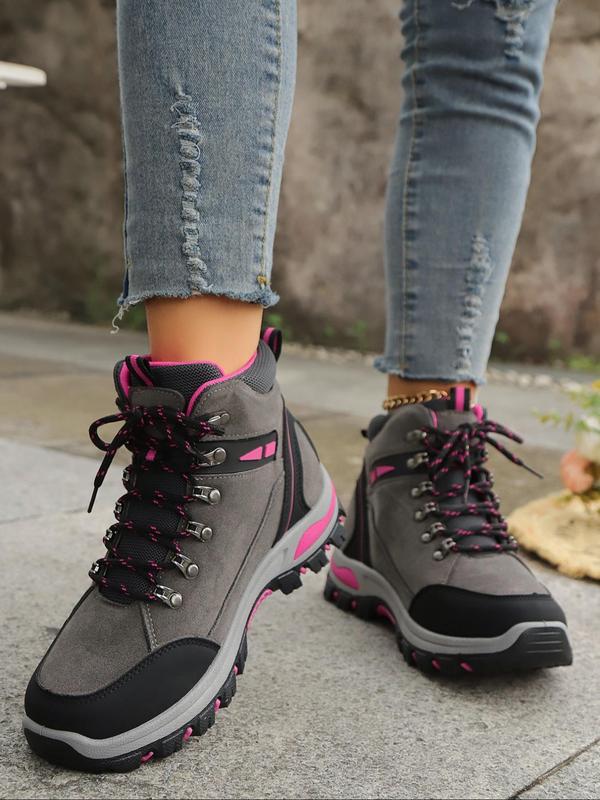 Women's Fashionable Lace Up Mid Top Sneakers, 2024 New Style Casual Comfortable Outdoor Sports Shoes, Female All-match Round Toe Shoes for Daily Wear