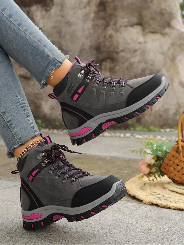 Women's Fashionable Lace Up Mid Top Sneakers, 2024 New Style Casual Comfortable Outdoor Sports Shoes, Female All-match Round Toe Shoes for Daily Wear