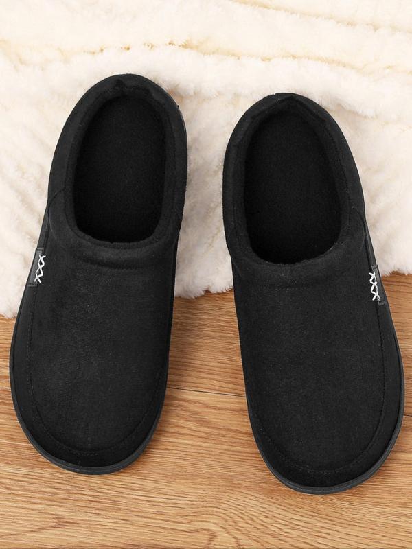 Men's Casual Solid Color Plush Slippers, Soft Comfortable Home Slippers, Warm Slippers for Indoor & Outdoor Use for Fall & Winter