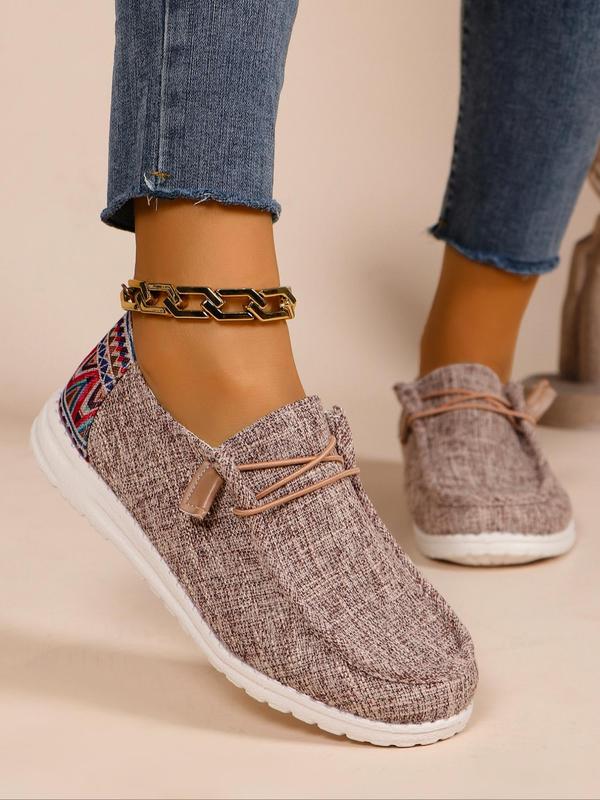 Summer Fashionable Solid Color Round Toe Slip-on Shoes, Designer Shoes, Casual Comfortable Versatile Sports Shoes, Trendy Lace up Shoes for Daily Wear