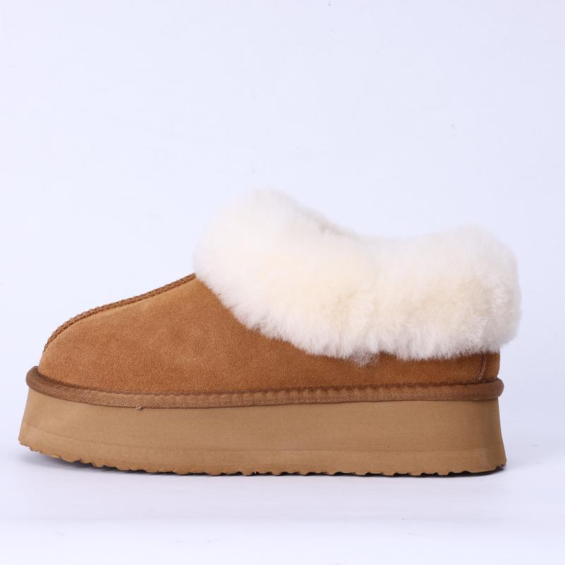 Snow Boots Women’s Platform Slippers - Furry Lined Platform Clogs with Shearling Short Ankle Design, Warm Cozy Winter Closed-Back Slipper Booties for Indoor and Outdoor Use Walking Shoes Shoe Soft Stylish