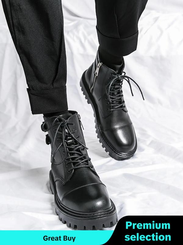 Men's Business Formal Lace Up Ankle Boots, Fashionable Pointed Toe Boots for Work Office, Male All-match Commuter Shoes for Daily Wear