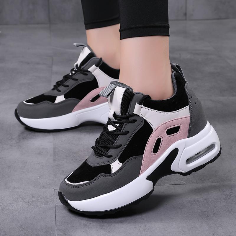 Black Friday 65%off Sosenfer Women's Fashion Colorblock Lace Up Low Top Sneakers,Casual Comfortabale Sports Runing Shoes