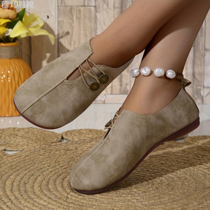 Stylish Round Toe Buckle Shoes - Soft Sole, Solid Color, Casual, Comfortable Single Shoes for Women - Perfect for Daily Wear Footwear Girl