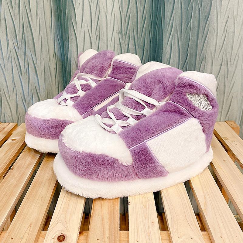 Cute Cartoon Animal Warm Home Plush Shoes Women's Men Winter Cotton Cute Shoes Woman Male Foam Sneakers Bread Fat Slippers