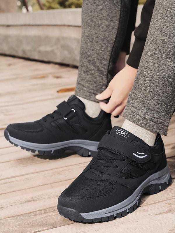 Men's Casual Plain Low Top Sneakers, Fashionable Comfortable Breathable Lace Up Front Shoes, Male Round Toe Textile Velcro Shoes For Daily Wear