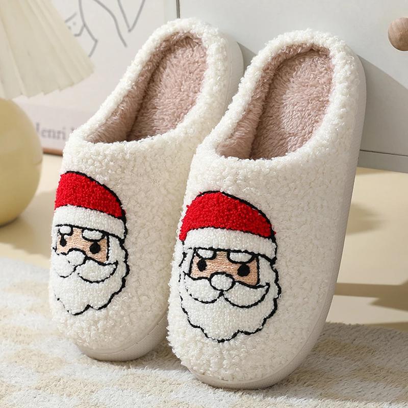 Santa Claus Soft Fleece Slippers - Cute Cartoon Design for Winter Indoor Comfort - Footwear, Cozy Slippers Bedroom Indoor for Men Women, Christmas Gift