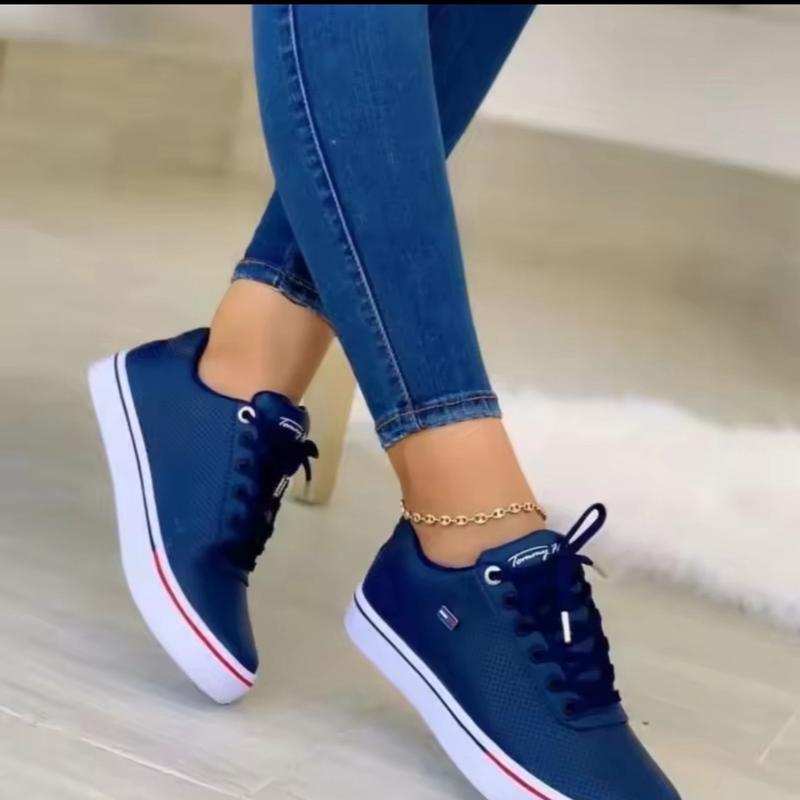 Sports Shoes for Women2024new Flat-soled Casual Sports Shoes Autumn Fashion Trend Lace-up Sports Luxury Solid Color Womens Shoes