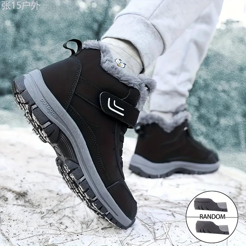 [Fast Arrival] Men's Winter Fashion Snow Boots - Warm, Non-Slip, Durable with Hook-and-loop Fastener Closure, Comfortable Ankle High in Multiple Colors Boy Shoe Boy Shoe Footwear Closed Walking Shoes Decor Bota Insole Work Pedal