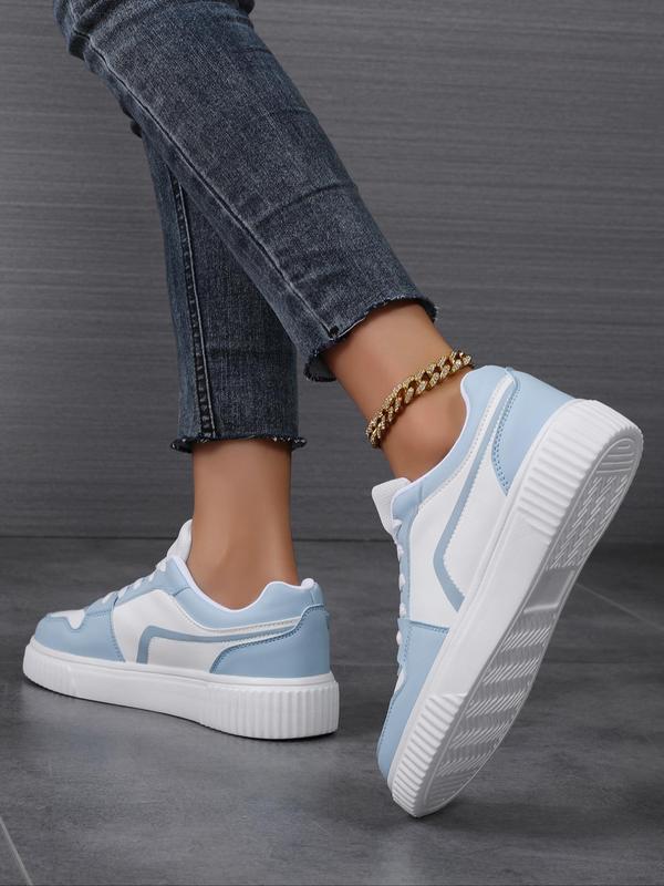 Women's Fashionable Patchwork Lace Up Low Top Sneakers, Casual Comfortable Breathable Sports Running Shoes, All-match Basic Shoes for Daily Wear