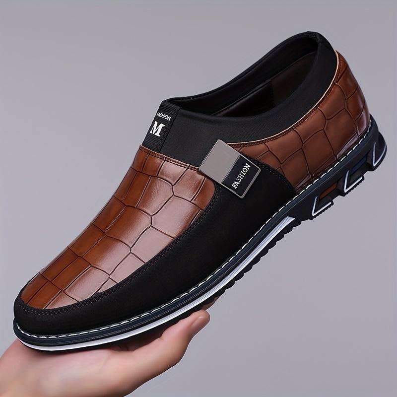 Men's Business Casual Oxford Shoes-Synthetic Microfiber Leather round Toe Lazy Shoes, Non-Slip Rubber Sole, Pu Lining, Low-Top Design Suitable for Daily Wear-Spring and Autumn Season