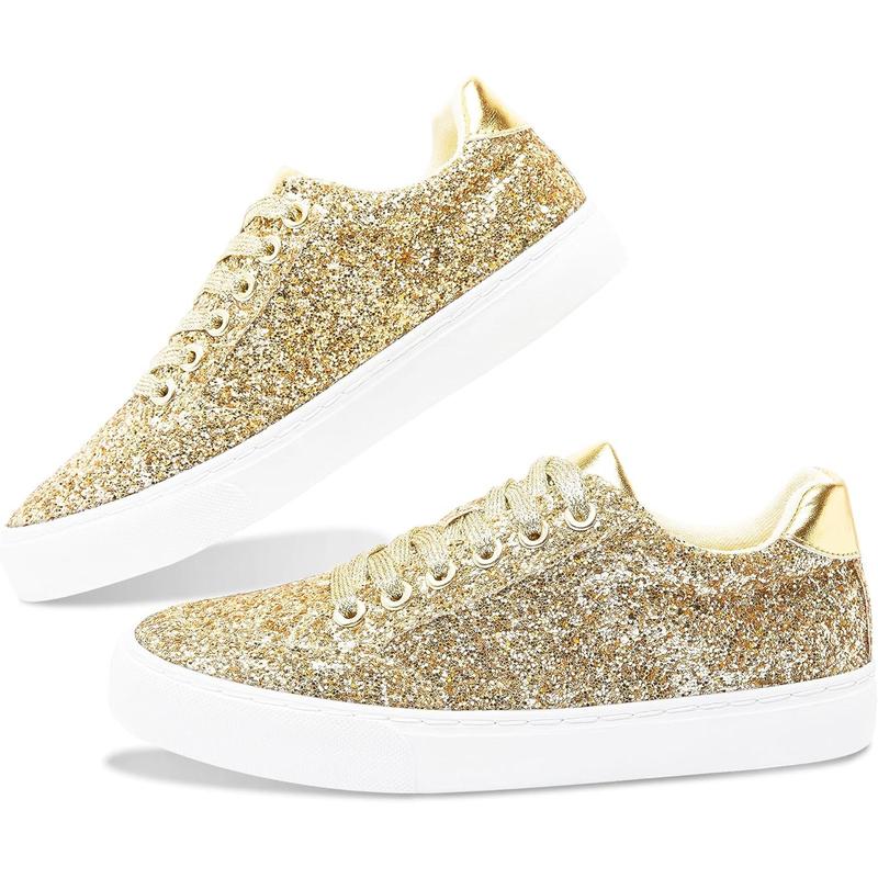 Sparkly Fashion Sneakers Shoes Shiny Casual Shoes Bling Sequin Concert Low Cut Lace up Shoes