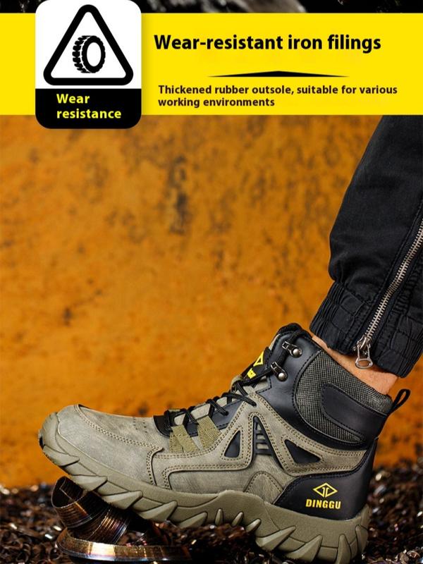 Men's Anti-smash and Anti-puncture High Top Safety Shoes, Casual Steel Toe Shoes, Comfortable Breathable Work Shoes for Men, Fashionable Safety Shoes for Daily Wear