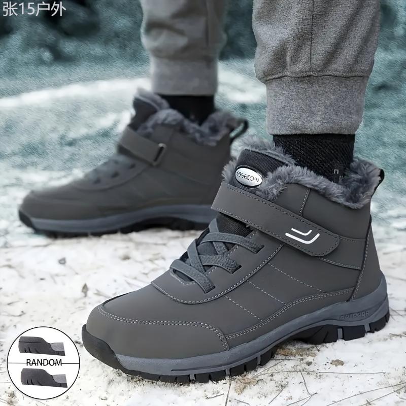 [Fast Arrival] Men's Winter Fashion Snow Boots - Warm, Non-Slip, Durable with Hook-and-loop Fastener Closure, Comfortable Ankle High in Multiple Colors Boy Shoe Boy Shoe Footwear Closed Walking Shoes Decor Bota Insole Work Pedal