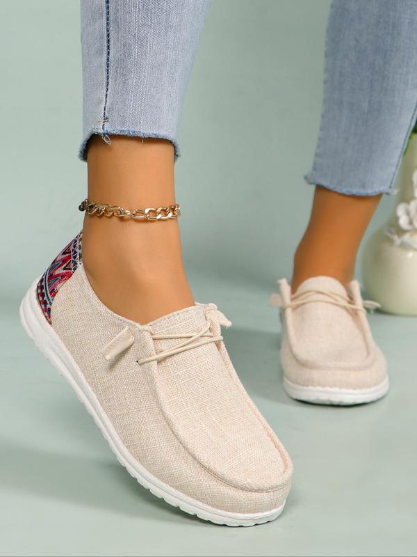 Summer Fashionable Solid Color Round Toe Slip-on Shoes, Designer Shoes, Casual Comfortable Versatile Sports Shoes, Trendy Lace up Shoes for Daily Wear