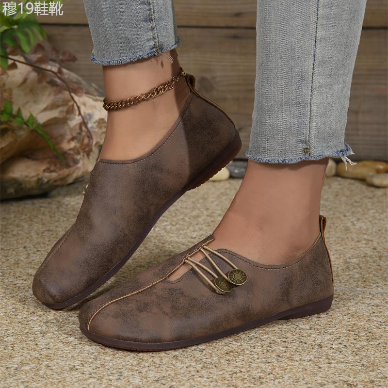 Stylish Round Toe Buckle Shoes - Soft Sole, Solid Color, Casual, Comfortable Single Shoes for Women - Perfect for Daily Wear Footwear Girl