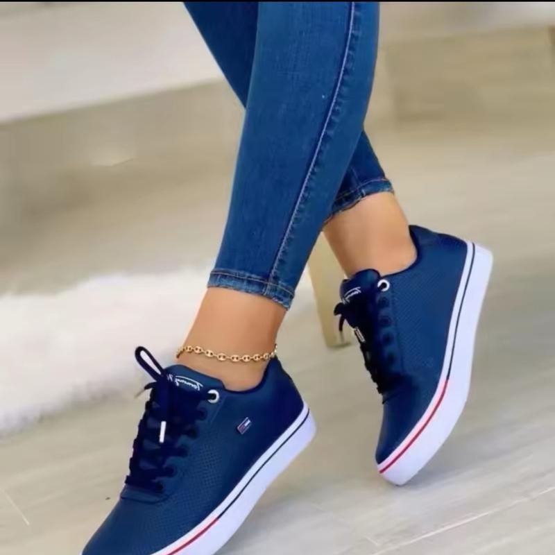 Sports Shoes for Women2024new Flat-soled Casual Sports Shoes Autumn Fashion Trend Lace-up Sports Luxury Solid Color Womens Shoes