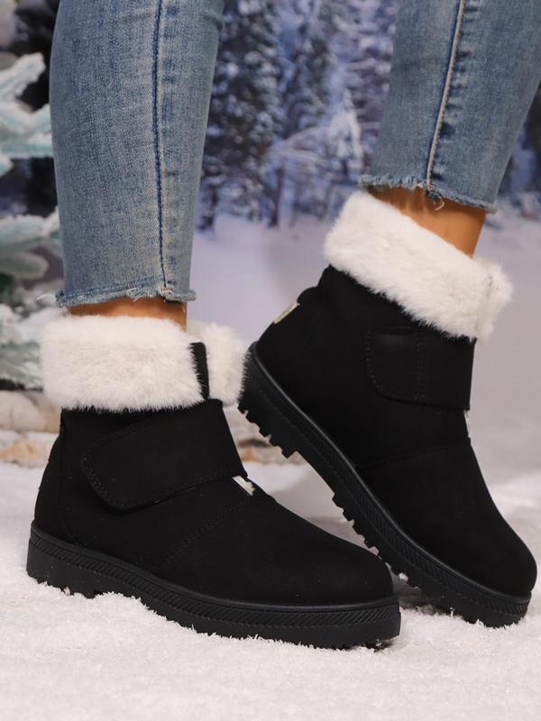 Women's Fashionable Solid Color Ankle Boots, 2024 New Style Casual Warm Plush Lined Snow Boots for Fall & Winter, Non-slip Comfortable Shoes for Women & Girls