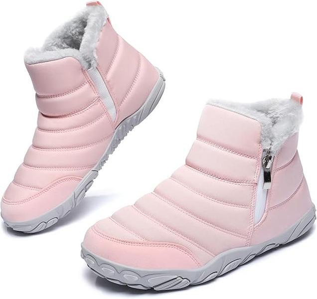 Womens Winter Snow Boots Fur Lined Minimalist Zero Drop Sole Mens Walking Shoes