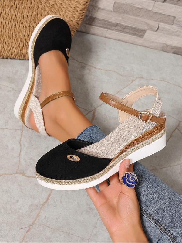 Women's Fashionable Plain Color Wedge Sandals, Casual Comfortable Platform Sandals for Beach, Fashion Shoes for Party, Daily Clothing Decor