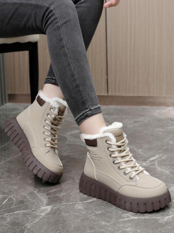 Women's Fashionable Warm Lined Snow Boots, 2024 New Style Casual Comfortable Ankle Boots for Fall & Winter, Female All-match Trendy Shoes for Daily Wear