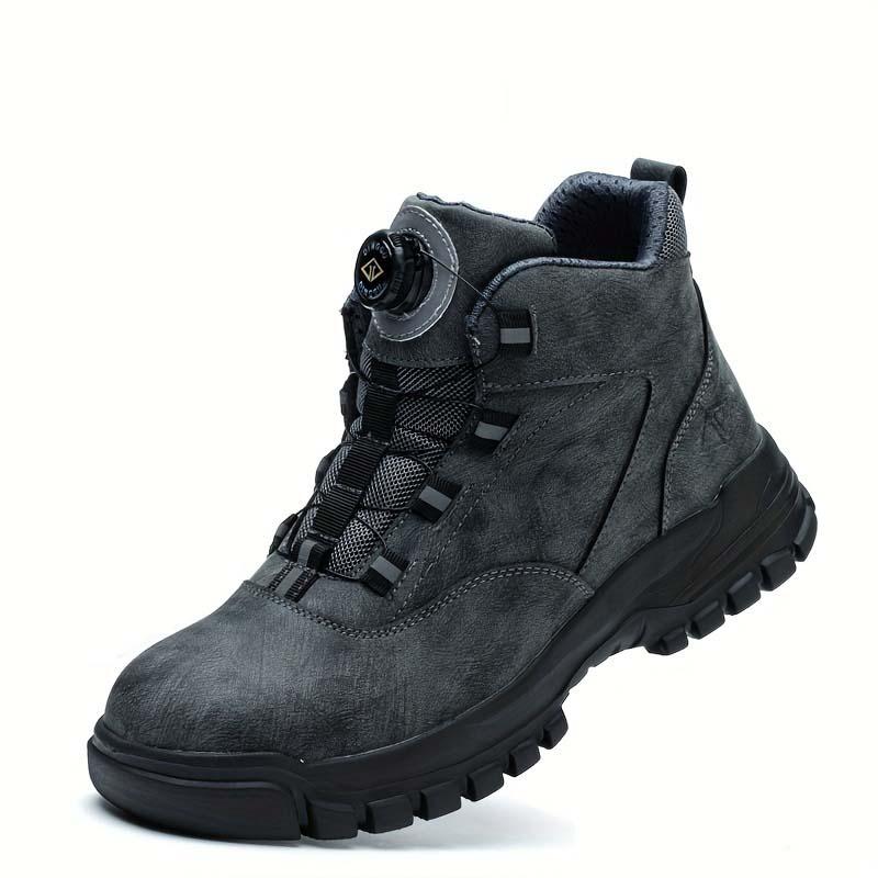 Men's Lace Up high Top AntiPiercing & Anti Smashing Safety Shoeswith Rotating Button, High Top Protective Design, for Outdoor Work, Footwear, Shoes for Healthcare Workers, Fall winter Outfits,  Fall winter Freshness