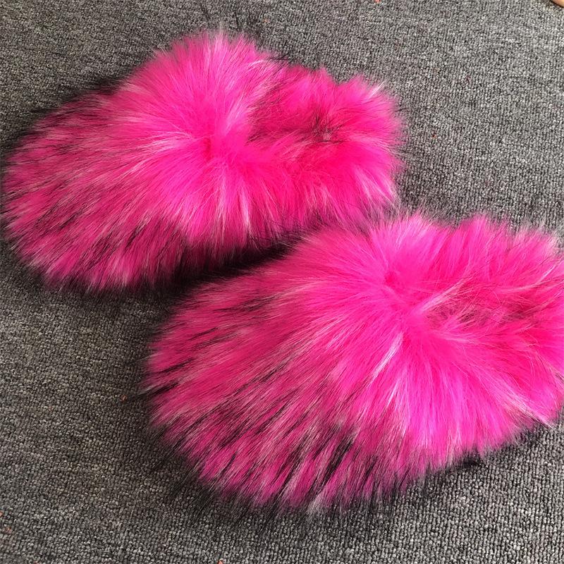 Women's Plush faux fur Slipper Slide Sandal Soft Furry Fuzzy Fluffy Lovely Indoor Outdoor Flat Slippers Girl Flipflop