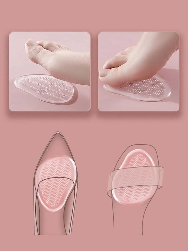 1 Pair High Heel Foot Cushion, Forefoot Insert Cushion Pads for Women Shoes, Anti Slip Silicone Foot Pain Relief Pads for High Heels Sandals Gel Shoe Insoles