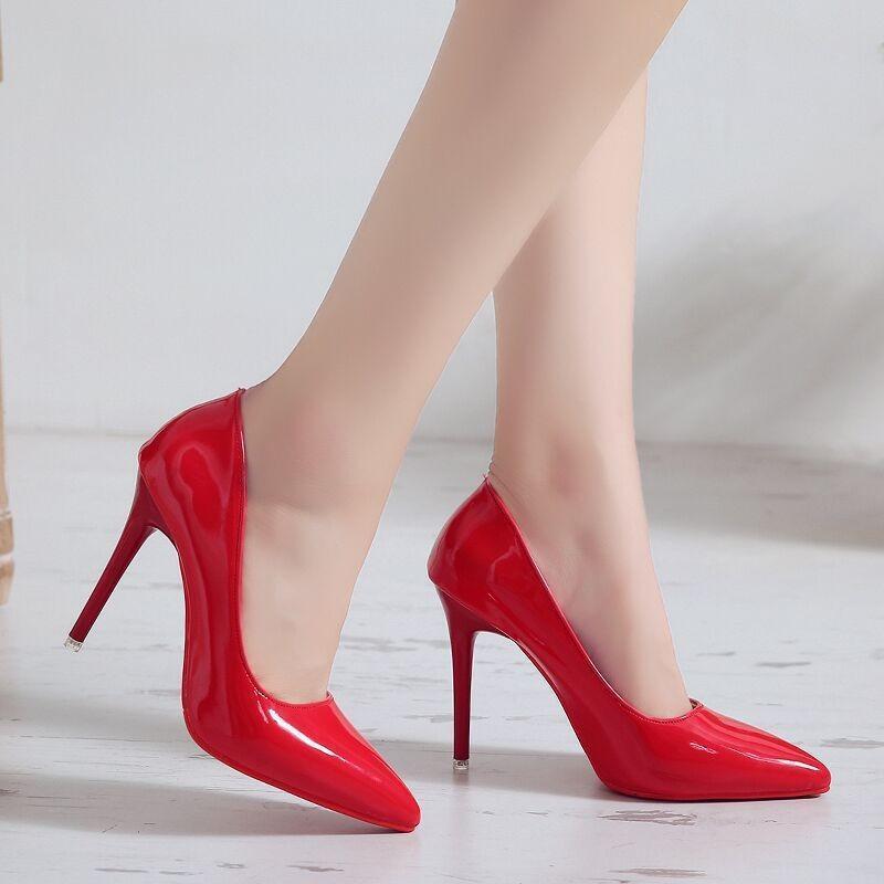 Woman High Heels Pumps Pointed Stilettos Toe Big Size Ladies Wedding Shoes New