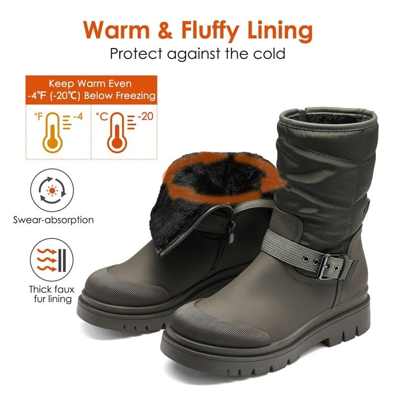 Dream Pairs Women's Round Toe Mid-Calf Snow Boots with Non-Slip Outsoles