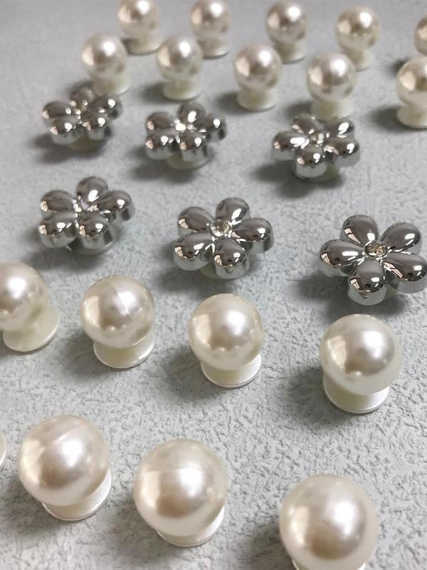 Faux Pearl & Flower Design Shoe Charms, 26pcs Flower & Faux Peal Design Fashionable Shoes Decorations for Women & Girls, Shoes Accessories for Clogs