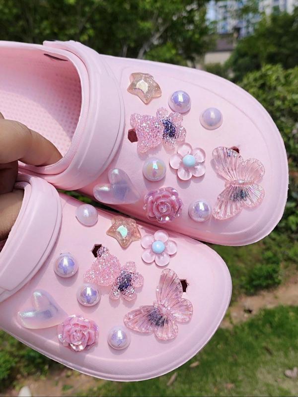 Cute Bear & Butterfly & Flower & Star Design Shoe Charms, Fashionable Novelty Shoes Decorations for Clogs, Shoes DIY Accessories for Women & Girls