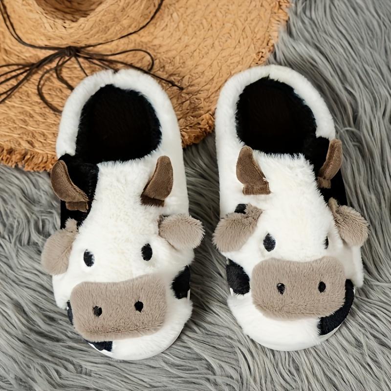 Plush Slippers for Women,Women's Fashion Cow Style Slippers Fall And Winter Leisure Warm Home Non-slip Slippers,Indoor Comfort House Slippers