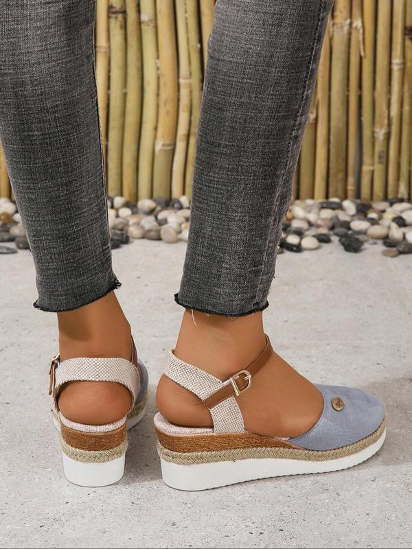 Women's Fashionable Plain Color Wedge Sandals, Casual Comfortable Platform Sandals for Beach, Fashion Shoes for Party, Daily Clothing Decor