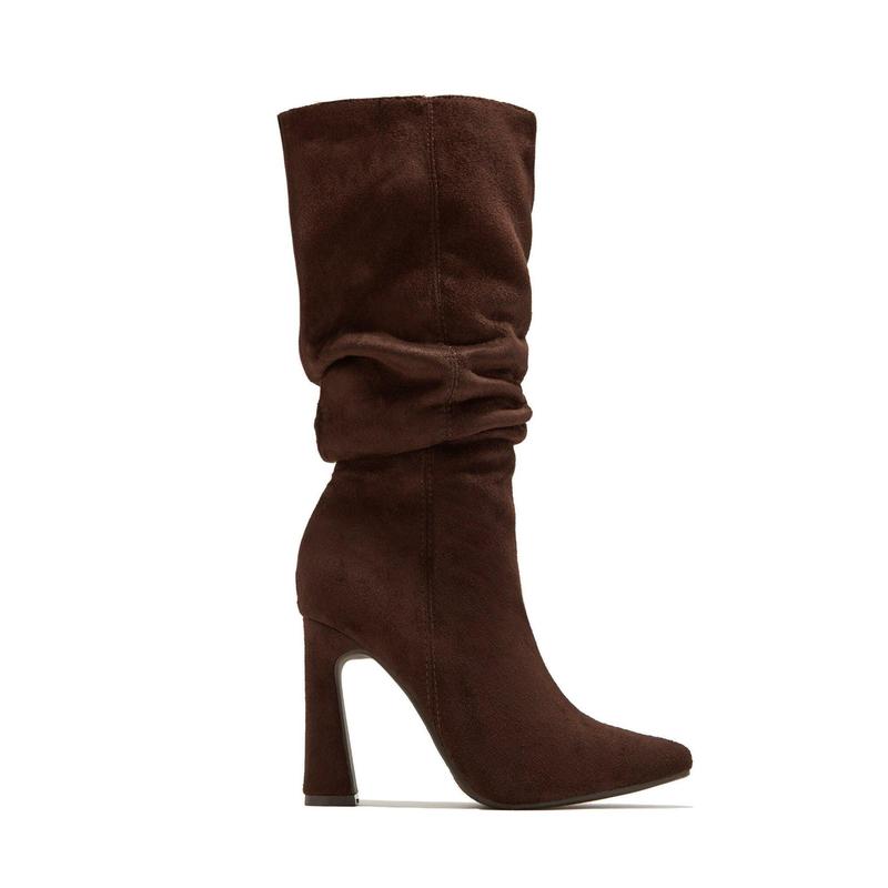 Stella Knee High Heel Boots - Brown