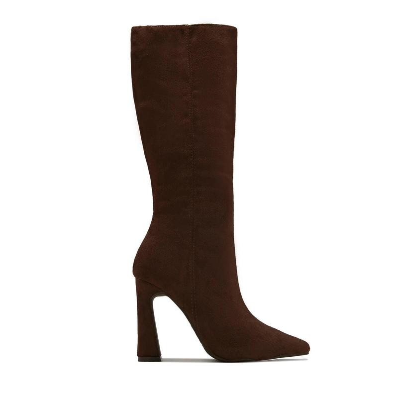 Stella Knee High Heel Boots - Brown