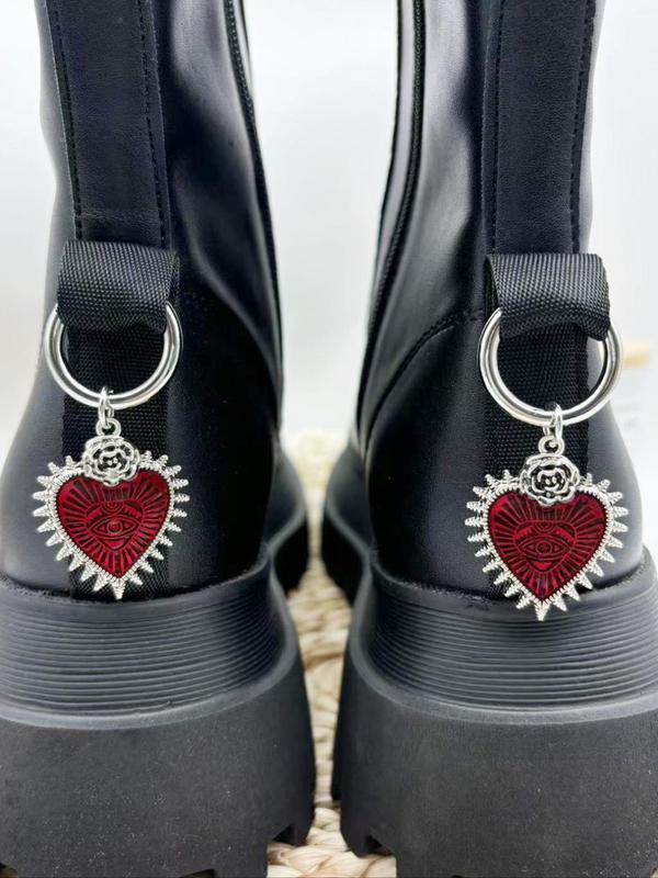 Punk Style Heart Shaped Eye Design Shoe Charms, Fashionable Gothic Style Shoes Decorations for Women & Men, Trendy All-match Accessories for Boots Decor