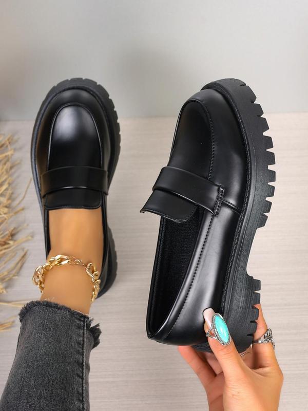 Women's Fashionable Plain Color Slip on Loafers, Casual Comfortable Round Toe Loafers for Daily Wear, Lightweight Breathable Shoes for All Seasons