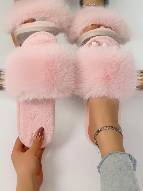 Matching Faux Fur Plush Slippers for Women, 2024 New Trendy Casual Soft Fluffy Comfort Bedroom Slippers, Female Going Out Fuzzy Walking Shoes for Daily Use, Cozy Corner Home, Footwear