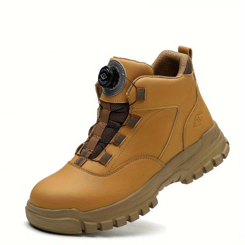 Men's Lace Up high Top AntiPiercing & Anti Smashing Safety Shoeswith Rotating Button, High Top Protective Design, for Outdoor Work, Footwear, Shoes for Healthcare Workers, Fall winter Outfits,  Fall winter Freshness